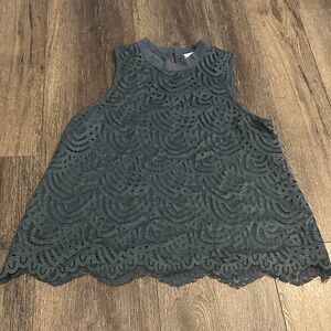 Elegant Sleeveless Lace Top - Dark Teal